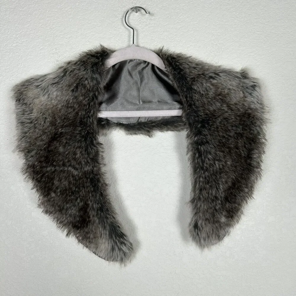 Faux Fur Collar Scarf adjustable Satin Lined Mob Wife Luxury Romantic